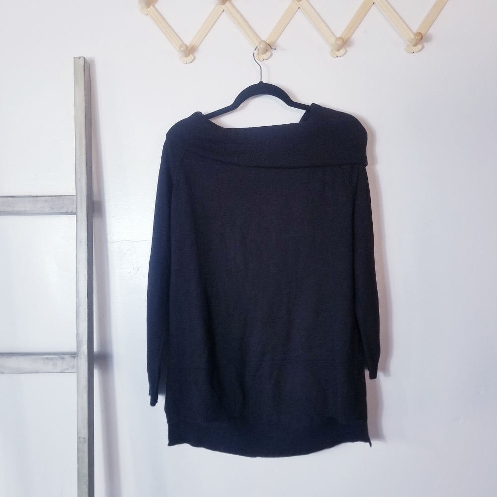 89TH & MADISON COWL NECK BLACK TUNIC OVERSIZED SWEATER SIZE SMALL